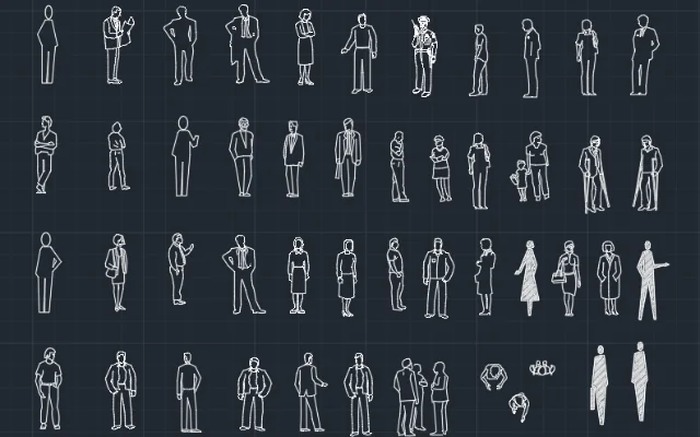 BLOQUES DE AUTOCAD DE PERSONAS PARADAS - Imagen destacada
