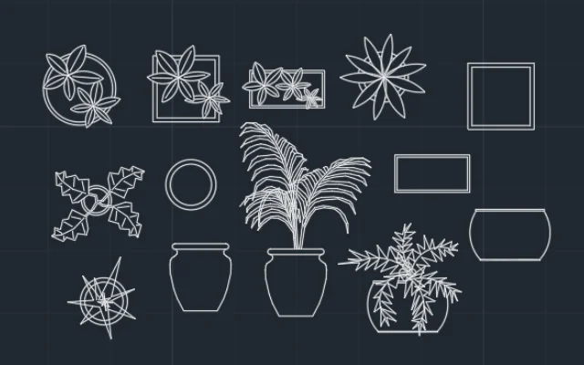 BLOQUES DE AUTOCAD DE MACETAS CON Y SIN PLANTAS - Imagen destacada