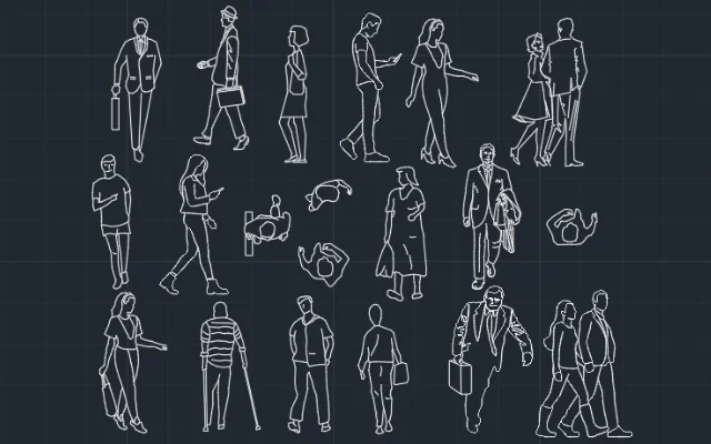 BLOQUES DE AUTOCAD DE PERSONAS CAMINANDO - Imagen destacada