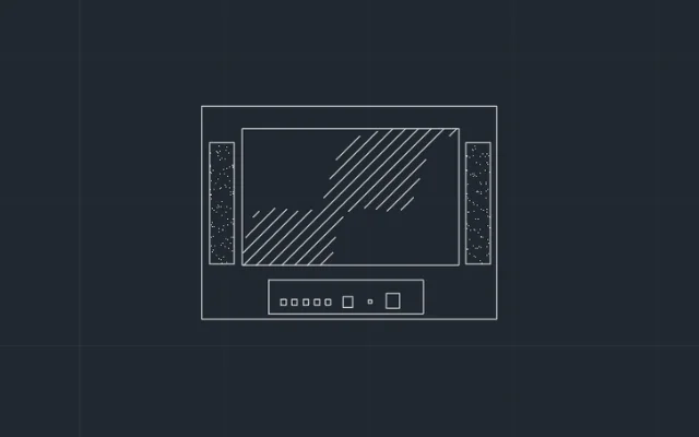 Imagen de bloque de televisor/TV visto de frente