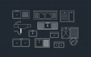 Bloques de bachas para lavadero para AutoCAD