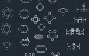 Bloques de mesas y sillas para AutoCAD
