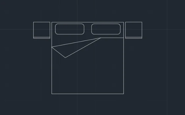 Imagen de bloque de cama con dos almohadas y dos mesas de luz