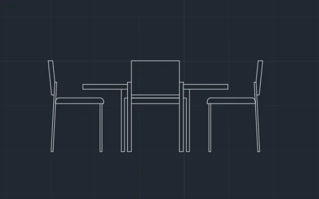 Imagen de bloque de mesa y sillas para diseñar planos en AutoCAD