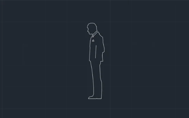 Imagen de bloque para AutoCAD de persona vista de costado