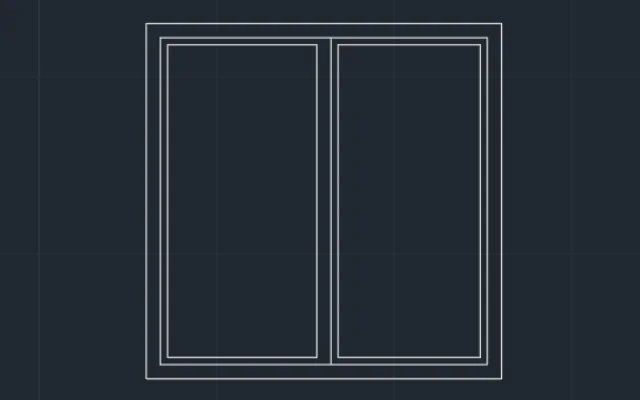 Imagen de bloque de AutoCAD de ventana corrediza vista frontal
