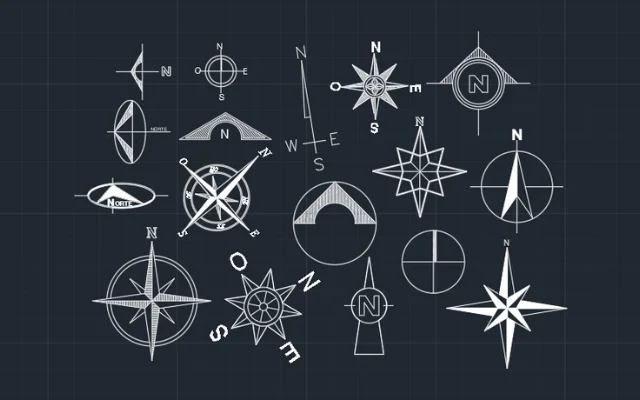 BLOQUES DE AUTOCAD DE PUNTOS CARDINALES - Imagen destacada