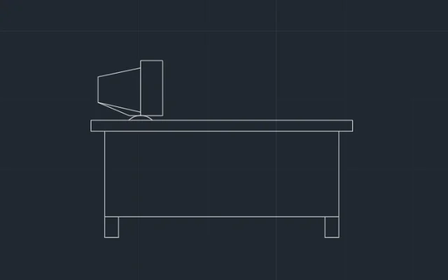 Imagen de bloque de escritorio vista posterior