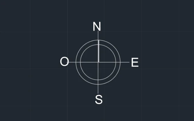 Imagen de bloque de puntos cardinales para AutoCAD