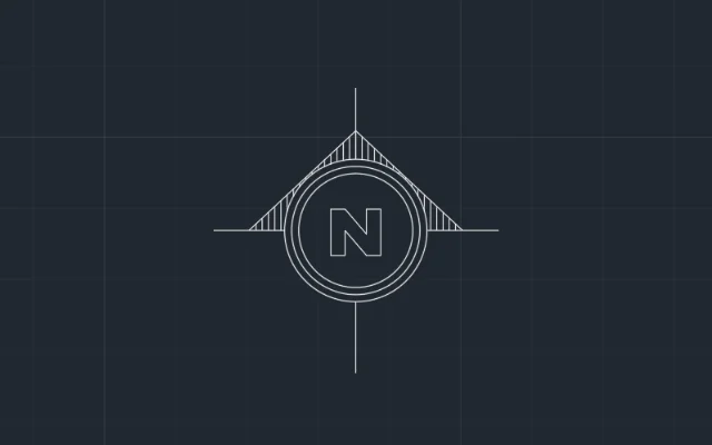 Imagen de bloque de AutoCAD de puntos cardinales