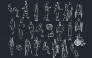 BLOQUES DE PERSONAS PARADAS, SENTADAS Y CAMINANDO PARA DISEÑAR EN AUTOCAD - Imagen destacada