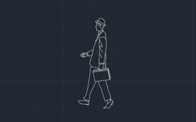 Imagen de bloque de AutoCAD de persona caminando