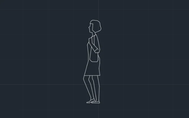 Imagen de bloque de AutoCAD de persona caminando vista de costado