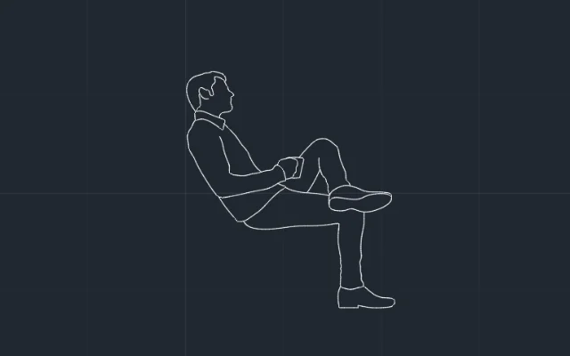 Imagen de bloque de AutoCAD de persona sentada vista de costado