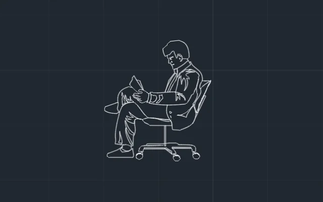 Imagen de bloque de persona sentada leyendo el periódico vista de costado