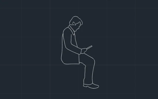 Imagen de bloque de persona sentada usando el celular