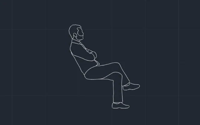 Imagen de bloque de persona sentada con los brazos y piernas cruzadas