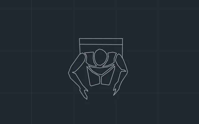 Imagen de bloque de persona sentada vista en planta