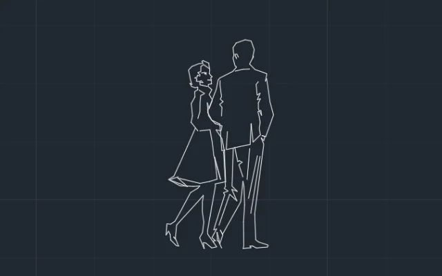 Imagen de bloque de dos personas caminando vistas en perspectiva