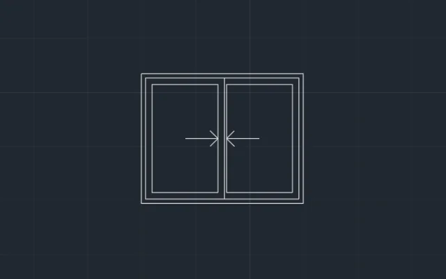 Imagen de bloque de ventana corrediza con flechas indicando la dirección de cada hoja