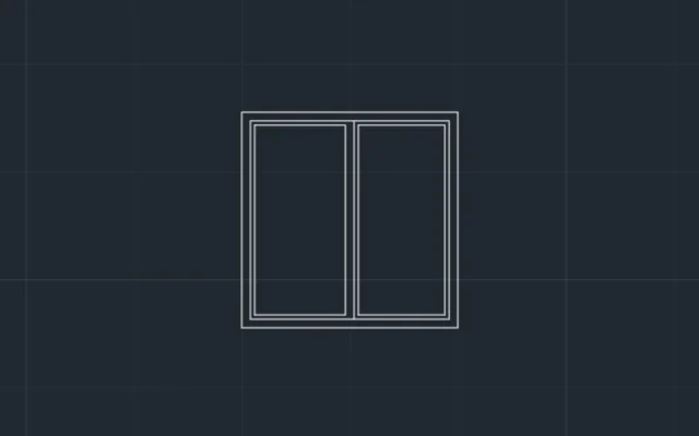 Imagen de bloque de ventana corrediza vista de frente