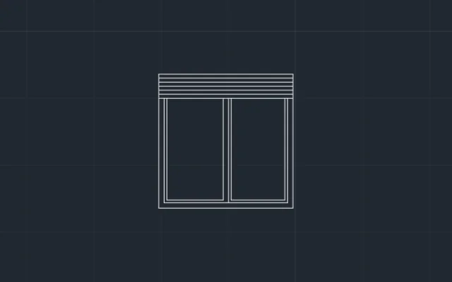 Imagen de bloque de AutoCAD de ventana corrediza vista de frente