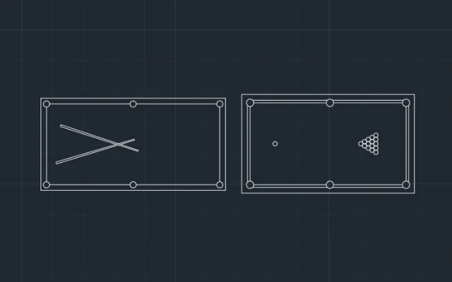 BLOQUES DE AUTOCAD DE MESAS DE BILLAR/POOL - Imagen destacada