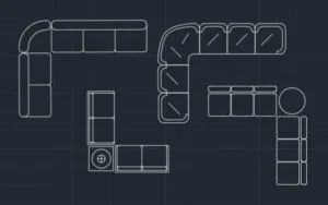 Bloques de sillones en L para AutoCAD