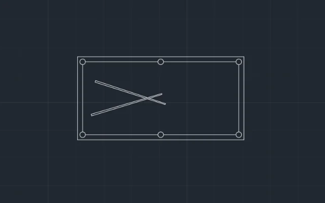 Imagen de bloque de AutoCAD de mesa de billar vista en planta