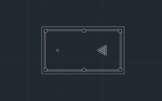 Imagen de bloque de mesa de billar vista desde arriba para diseñar en AutoCAD