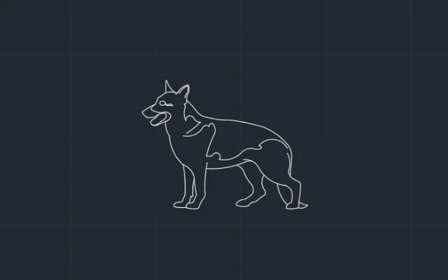 Imagen de bloque de perro para diseñar en AutoCAD