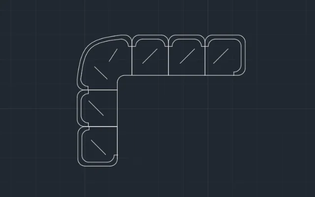 Imagen de bloque de sillón en L visto desde arriba para AutoCAD